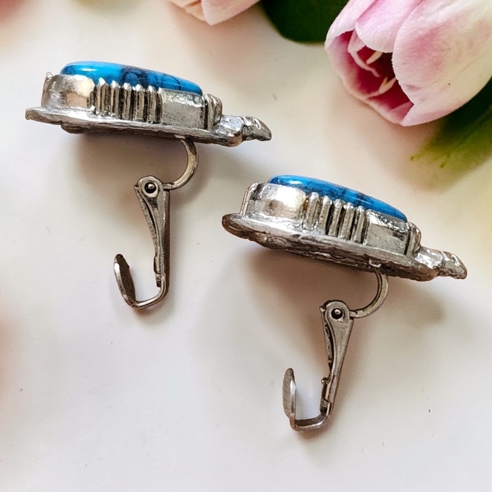 Blue and Silver Women's Earrings - Picture 4 of 4